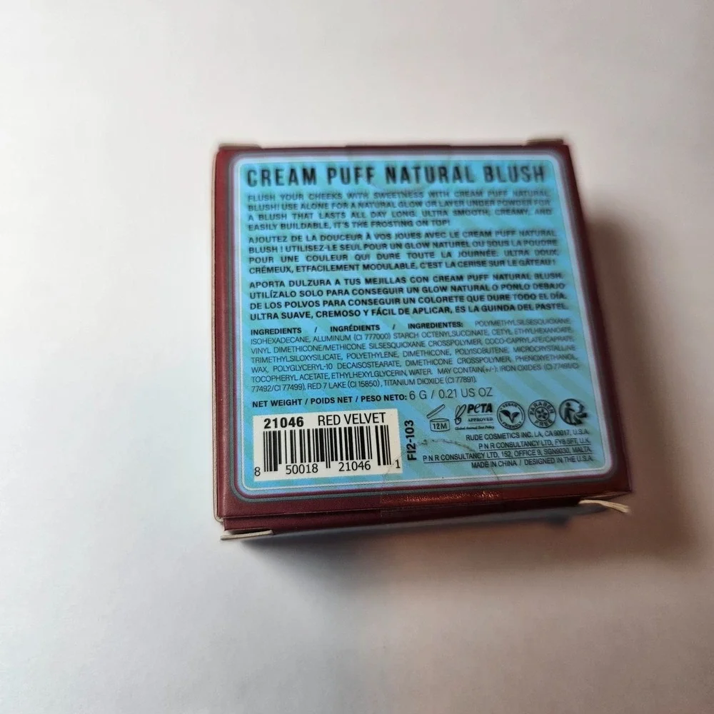 Cream Puff Natural Blush Red Velvet by Rude Cosmetics for Women 0.21 oz Blush - Picture 9 of 12